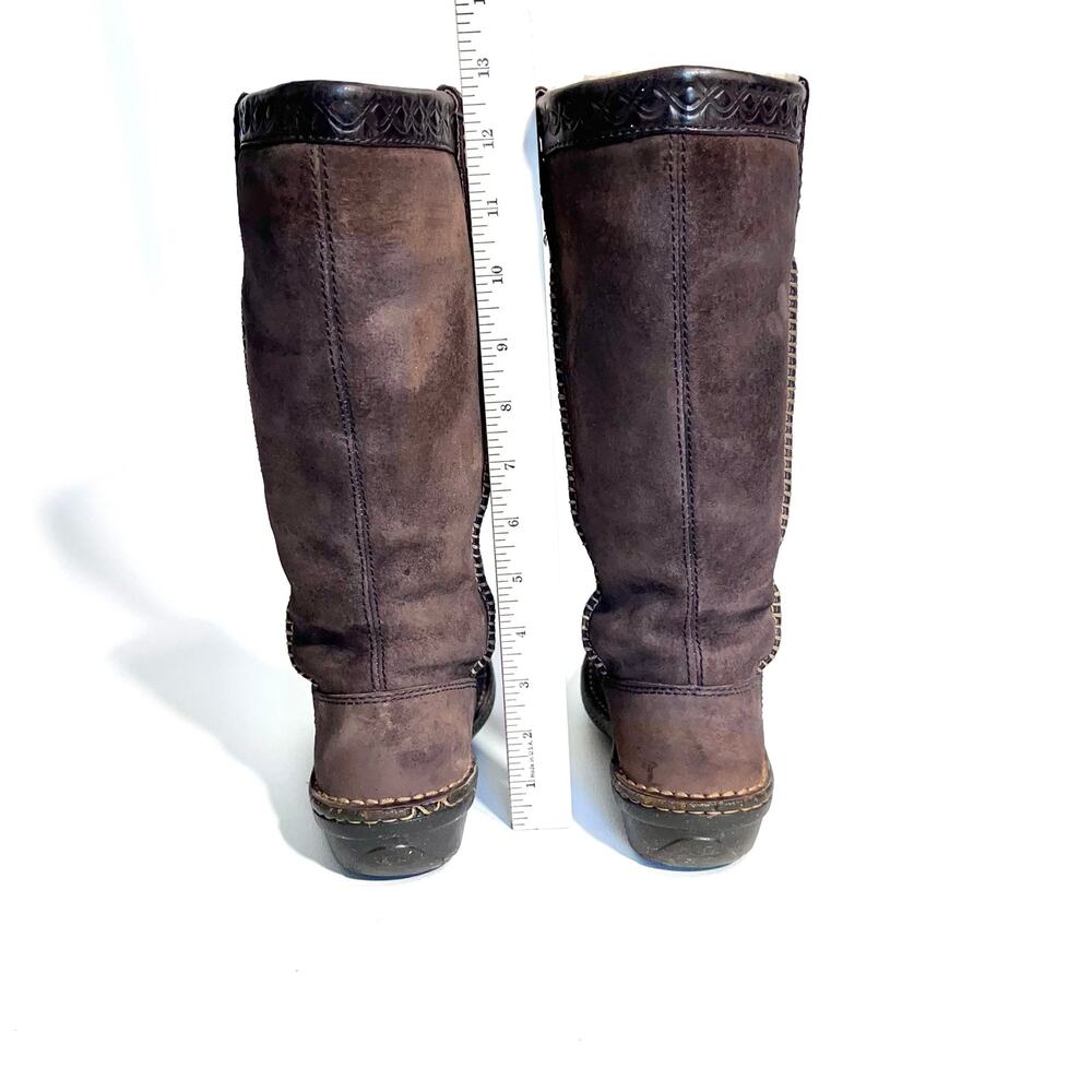 UGG Boot Women 5 Dark Brown Leather Swell Suede Tall Sheepskin Australia # 5676 - Picture 7 of 12